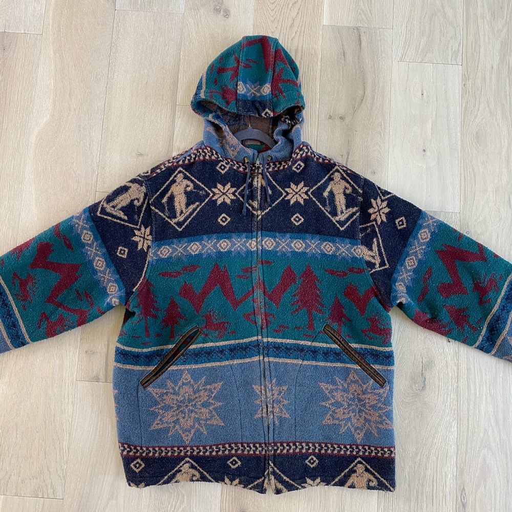 Vintage L.L. Bean Printed Wool Coat, Men’s Large